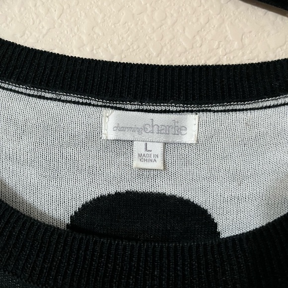 Charming Charlie Polka Dot Crew Neck Sweater Size Large - Picture 2 of 4